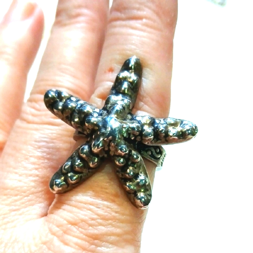 Sterling Silver Handmade Starfish Statement Ring … - image 1